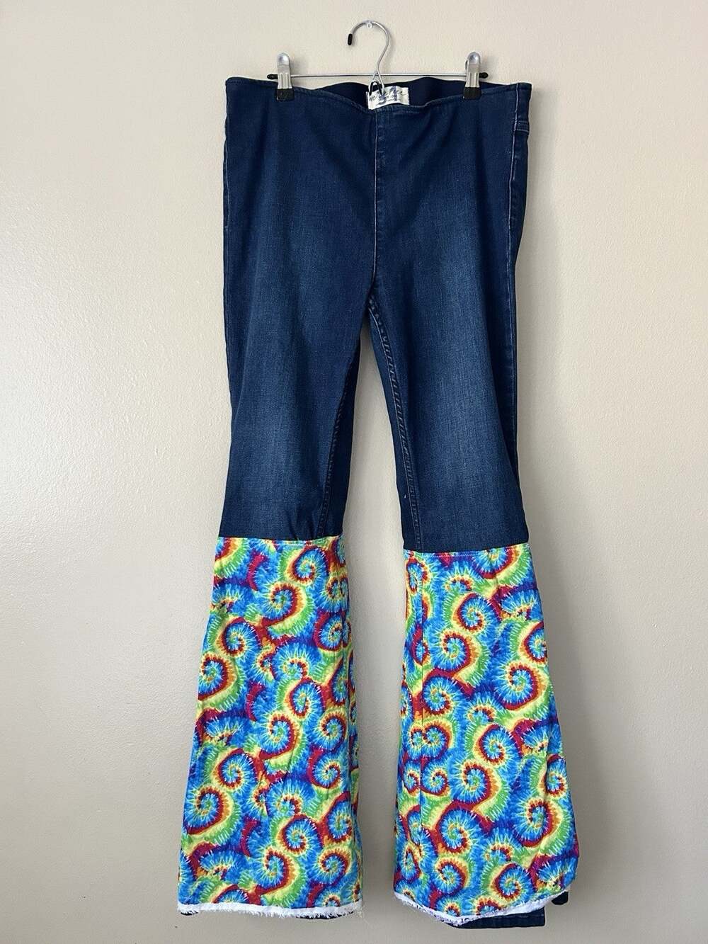 Free People We The Free Penny Flare Jeans 31 Custom Tie Dye Overlay Bell Bottom